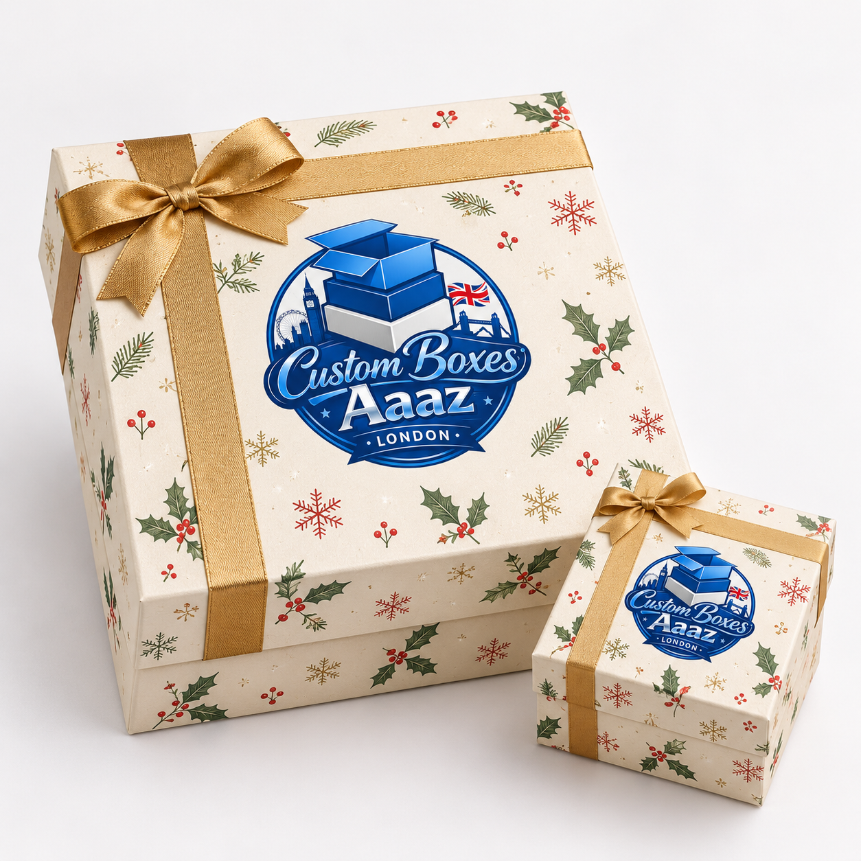 Custom printed Christmas gift box with logo, wholesale UK