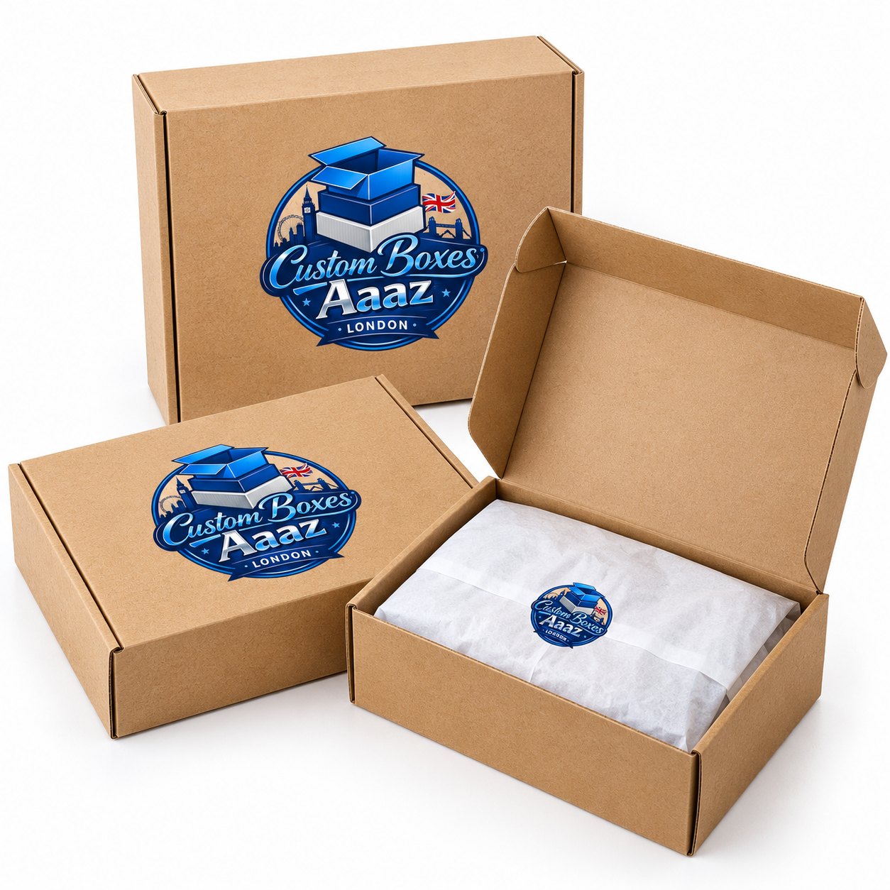 Custom ecommerce packaging mailer box with printed logo, UK