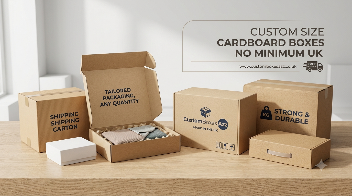 custom size cardboard boxes no minimum UK