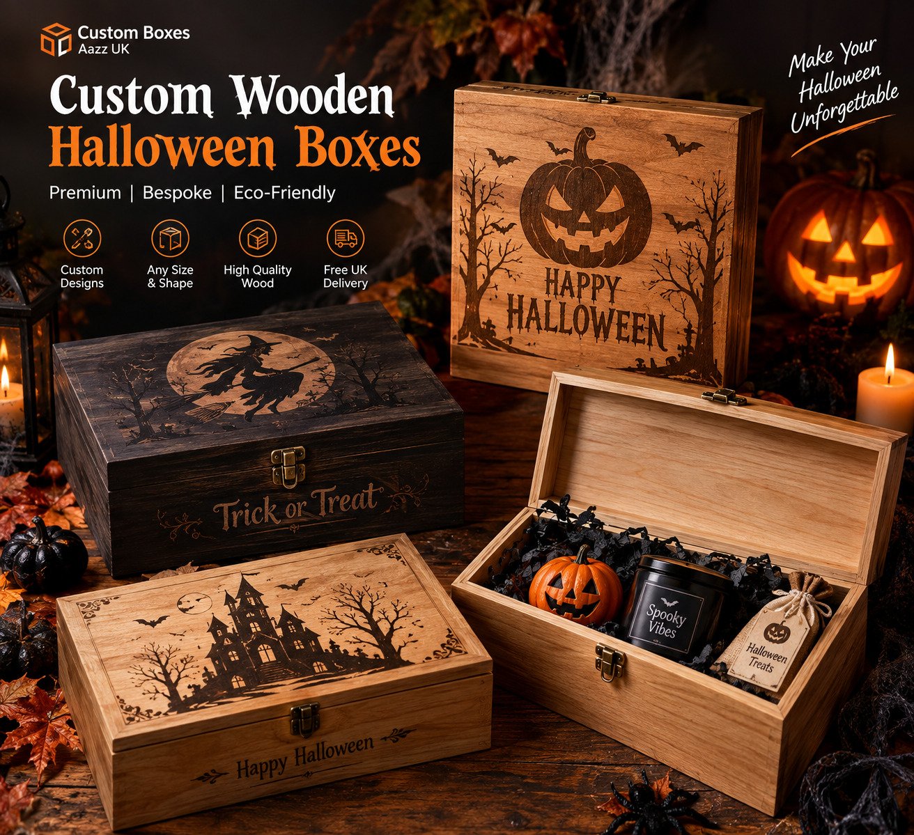 Custom Wooden Halloween Boxes